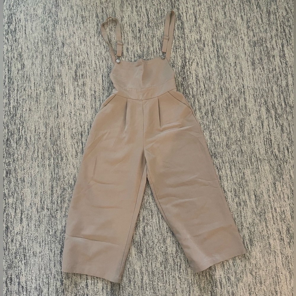 BEIGE POCKET OVERALLS
